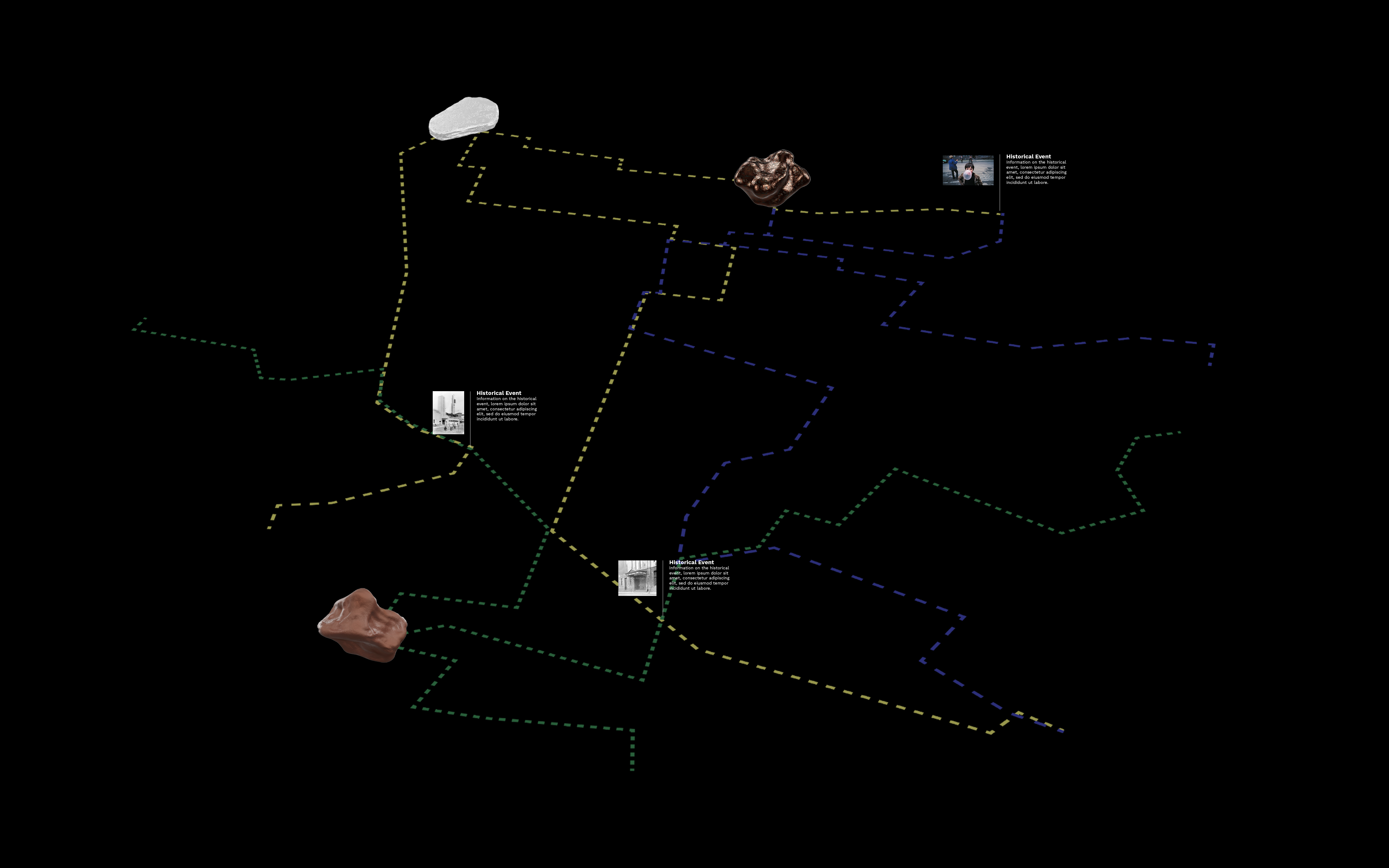 Hand-drawn sketch exploring routes through the interactive 3D environment